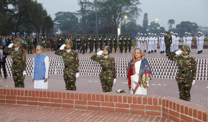 জাতীয় স্মৃতিসৌধে রাষ্ট্রপতি ও প্রধানমন্ত