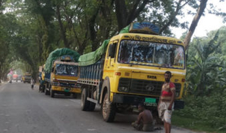 ঝিনাইদহ-খুলনা মহাসড়কে ট্রাকের অবৈধ পার্ক