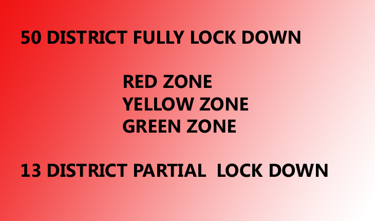 ৫০ জেলা পুরোপুরি লকডাউন, ১৩ জেলা আংশিক  ৫০ জেলা পুরোপুরি লকডাউন, ১৩ জেলা আংশিক